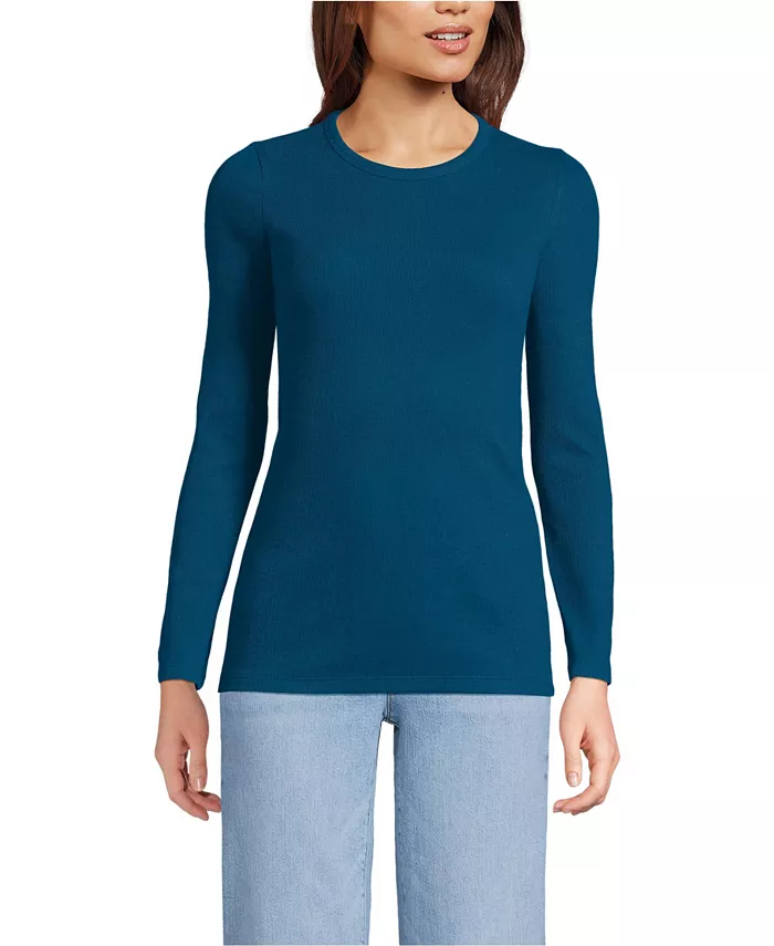 Женская футболка с длинным рукавом и микрорубчиком Lands' End, синий
Женская футболка с длинным рукавом и микрорубчиком Lands' End, синий