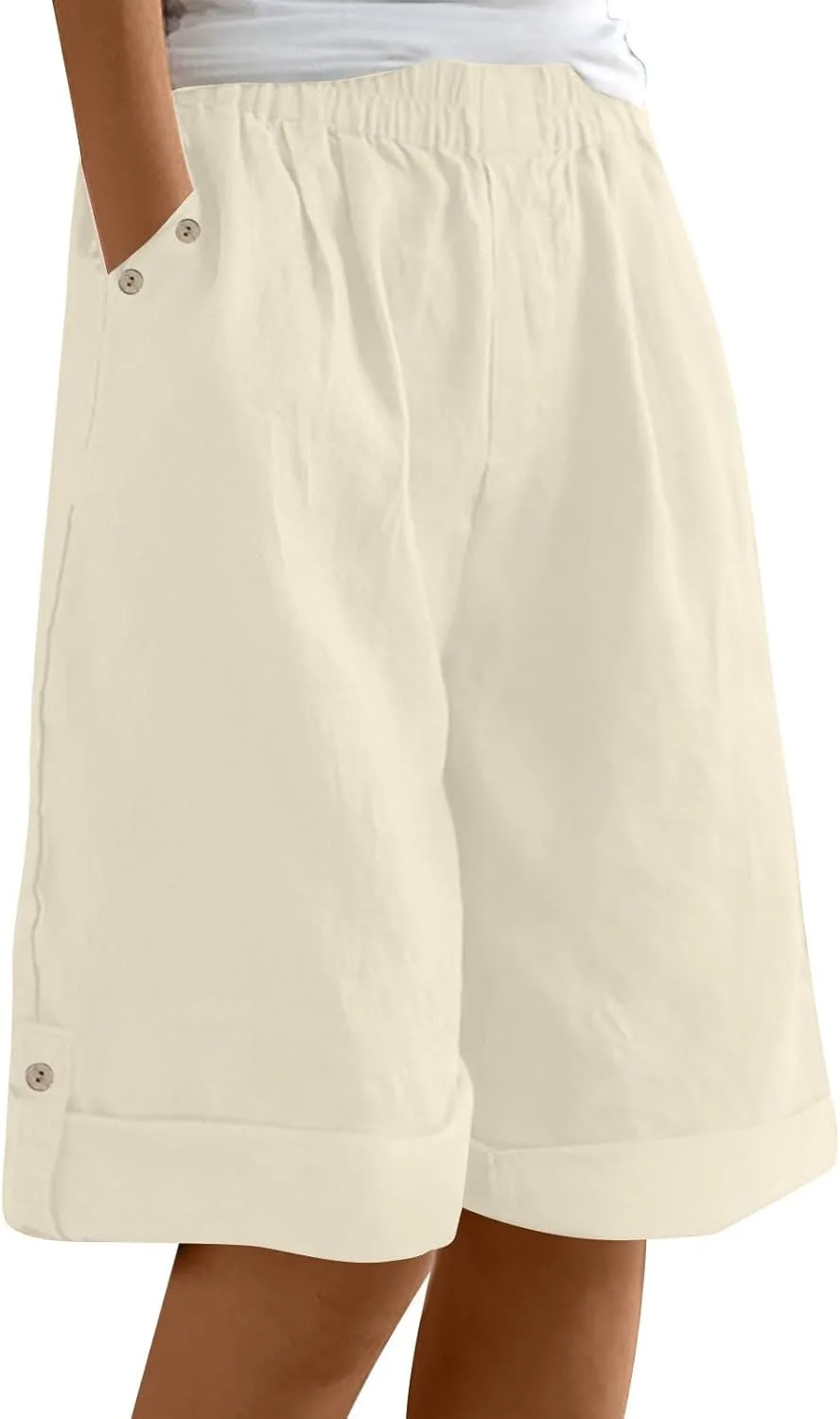 Женские летние шорты бермуды из хлопка и льна с эластичным поясом Carydety
Женские летние шорты бермуды из хлопка и льна с эластичным поясом Carydety