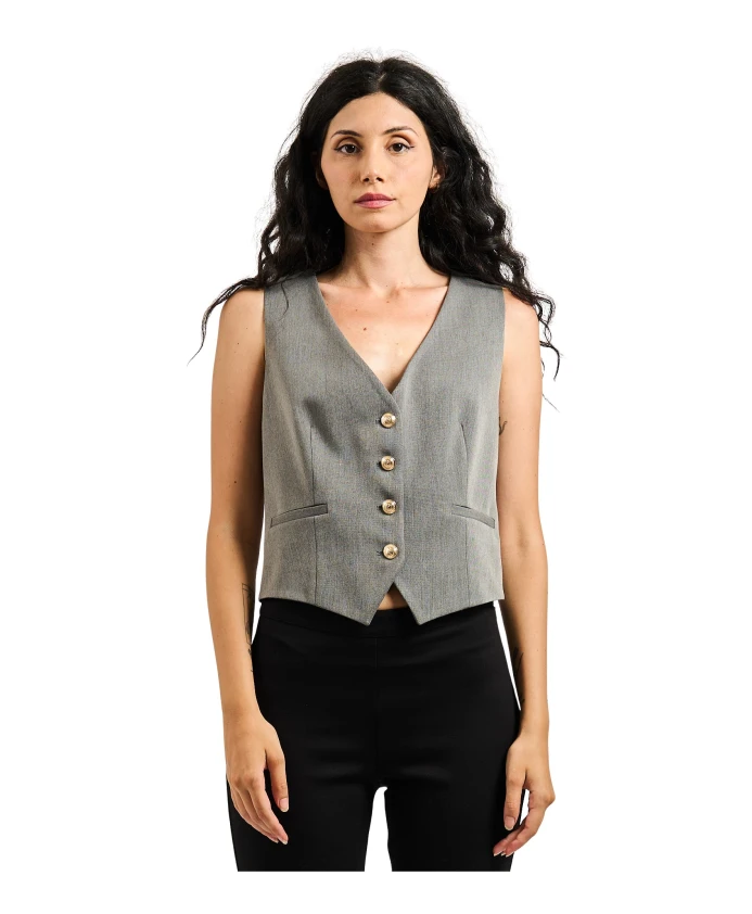 Сшитый на заказ серый женский жилет с золотыми пуговицами Gaudi, серый
Сшитый на заказ серый женский жилет с золотыми пуговицами Gaudi, серый