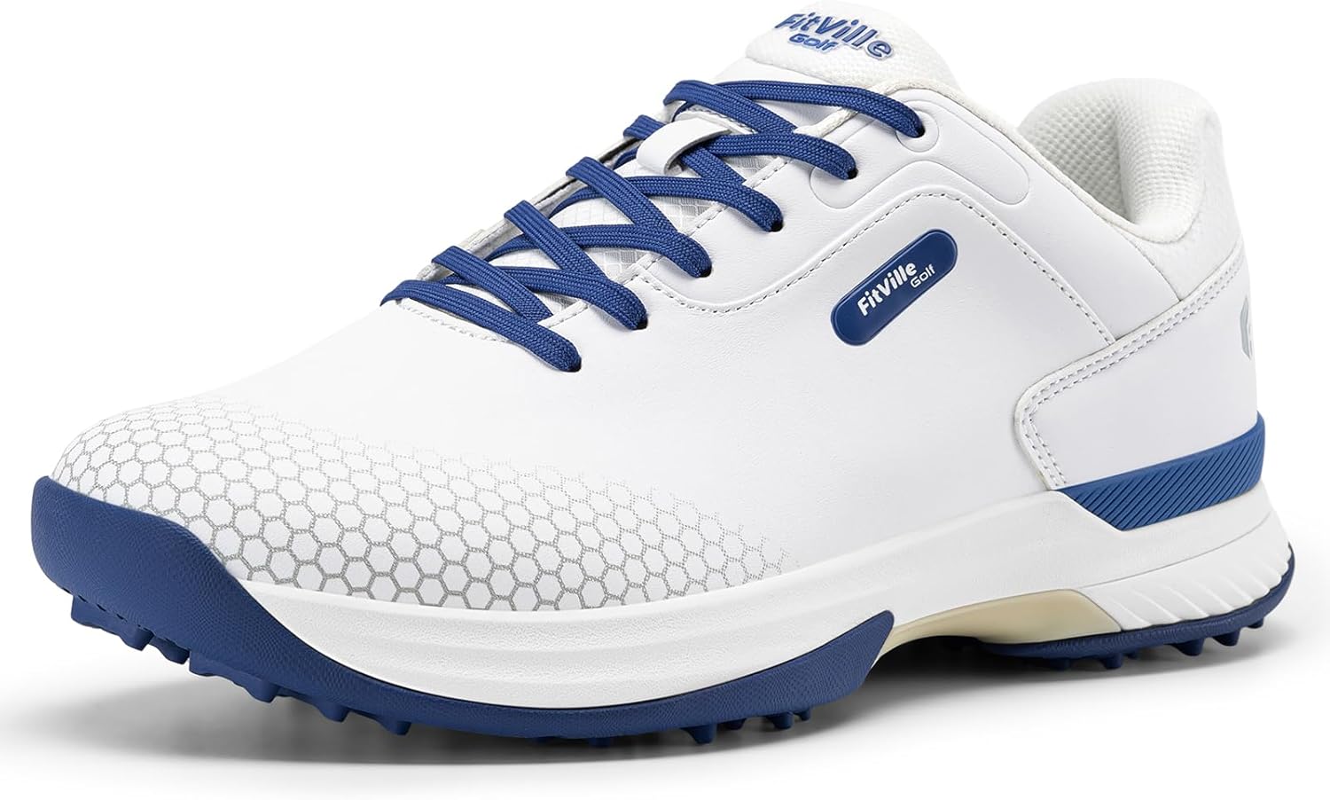 Мужские гольф-туфли FitVille широкого и очень широкого размера, профессиональные водонепроницаемые туфли для гольфа с шипами, белый/синий
Мужские гольф-туфли FitVille широкого и очень широкого размера, профессиональные водонепроницаемые туфли для гольфа с шипами, белый/синий