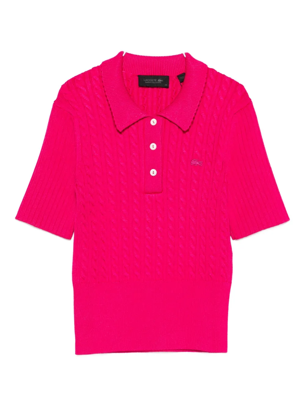 Трикотажный поло с вязкой "косы" Lacoste, розовый
Трикотажный поло с вязкой "косы" Lacoste, розовый