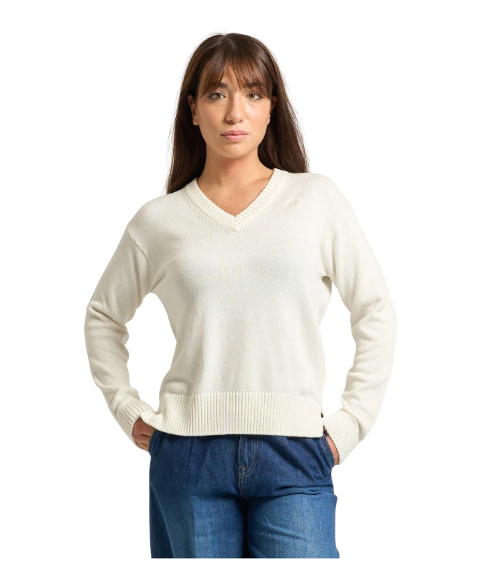 Белый пуловер с V-образным вырезом из смесовой пряжи Adine. K-Way, белый
Белый пуловер с V-образным вырезом из смесовой пряжи Adine. K-Way, белый