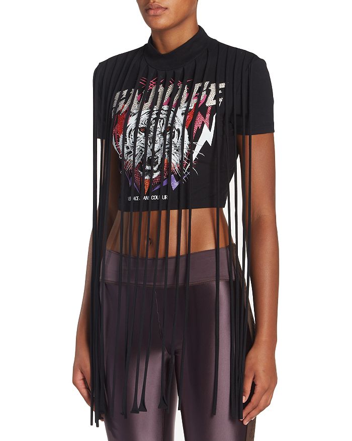 Футболка с бахромой и декоративным принтом Versace Jeans Couture, черный
Футболка с бахромой и декоративным принтом Versace Jeans Couture, черный