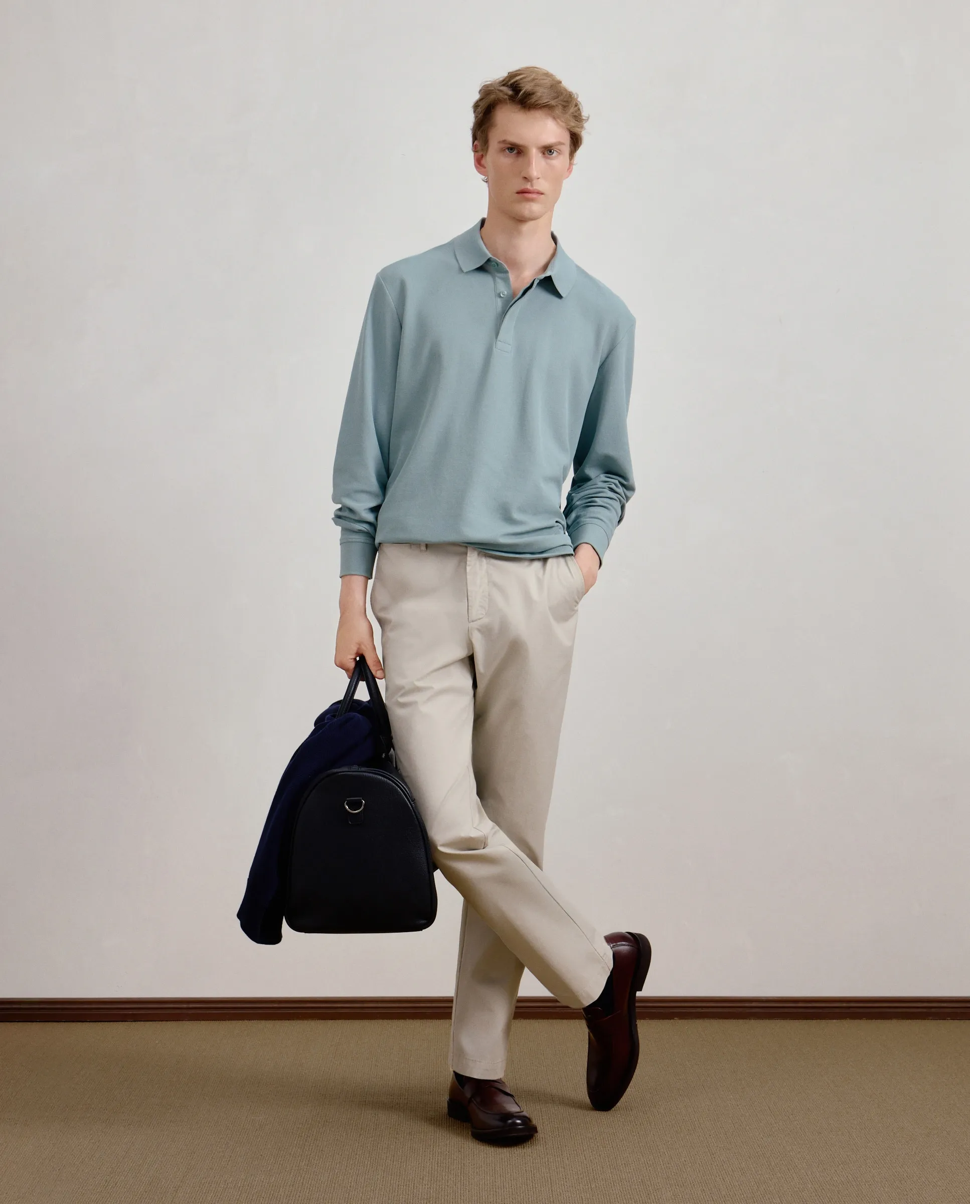 Мужская поло с длинным рукавом из пике с технологией Coolmax Dustin, бирюзовый 
Мужская поло с длинным рукавом из пике с технологией Coolmax Dustin, бирюзовый