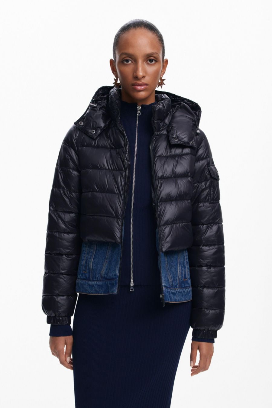 Женское комбинированное короткое стеганое пальто Desigual, Black
Женское комбинированное короткое стеганое пальто Desigual, Black