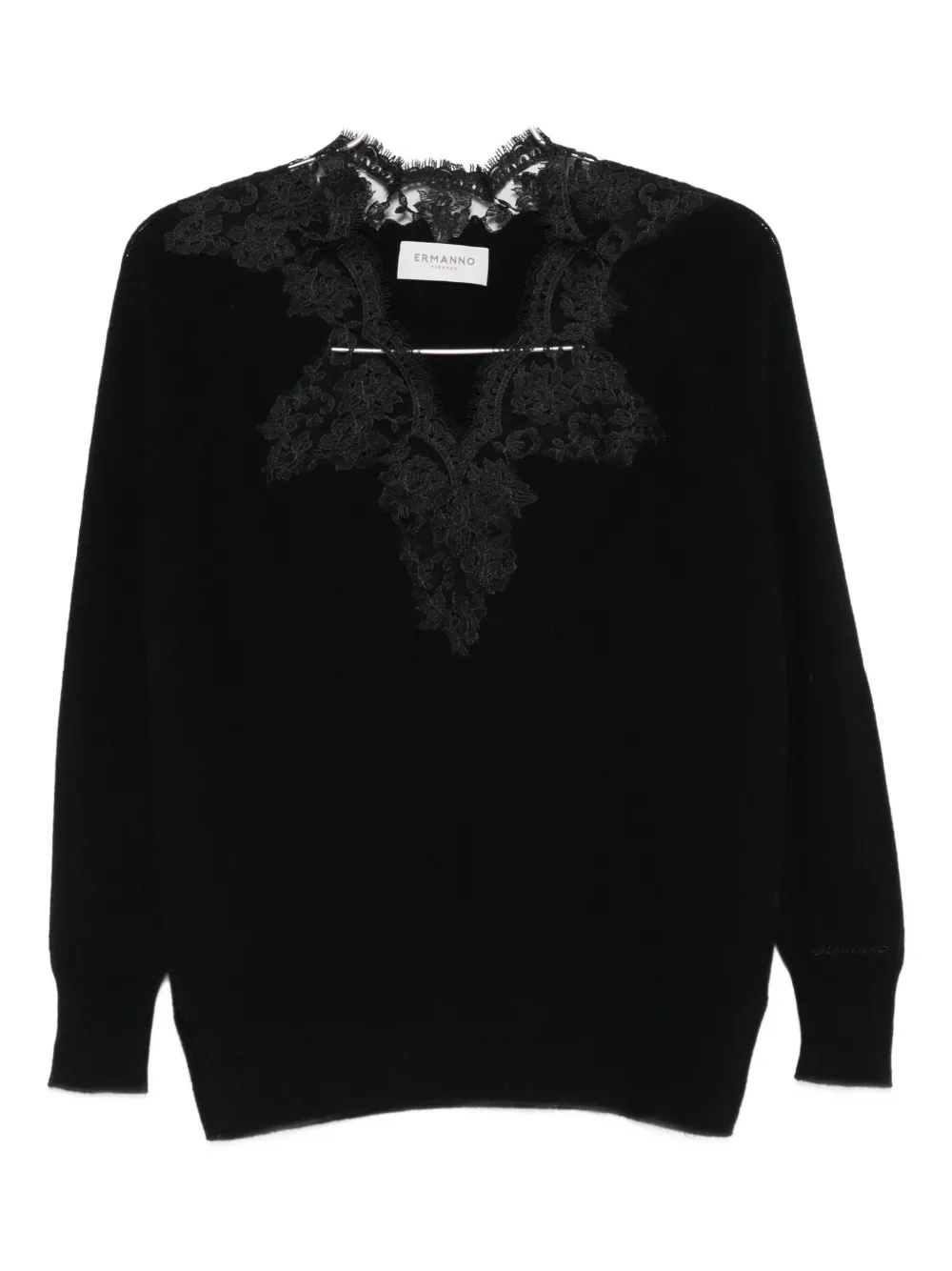 Свитер с V-образным вырезом, украшенный кружевом ERMANNO FIRENZE, черный
Свитер с V-образным вырезом, украшенный кружевом ERMANNO FIRENZE, черный