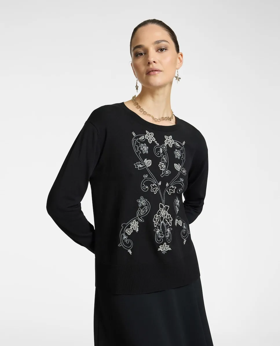 Женский свитер с вышивкой и высокими манжетами Elena Miró, черный
Женский свитер с вышивкой и высокими манжетами Elena Miró, черный