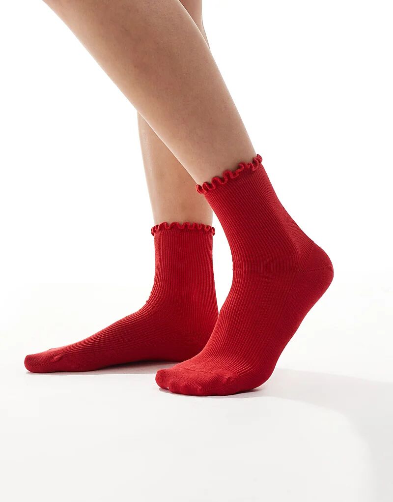 Носки до щиколотки ASOS DESIGN красного цвета с оборкой
Носки до щиколотки ASOS DESIGN красного цвета с оборкой