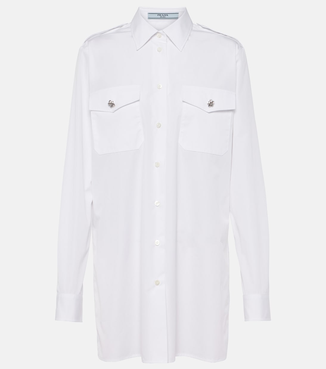 Хлопковая рубашка Prada, белый
Хлопковая рубашка Prada, белый
