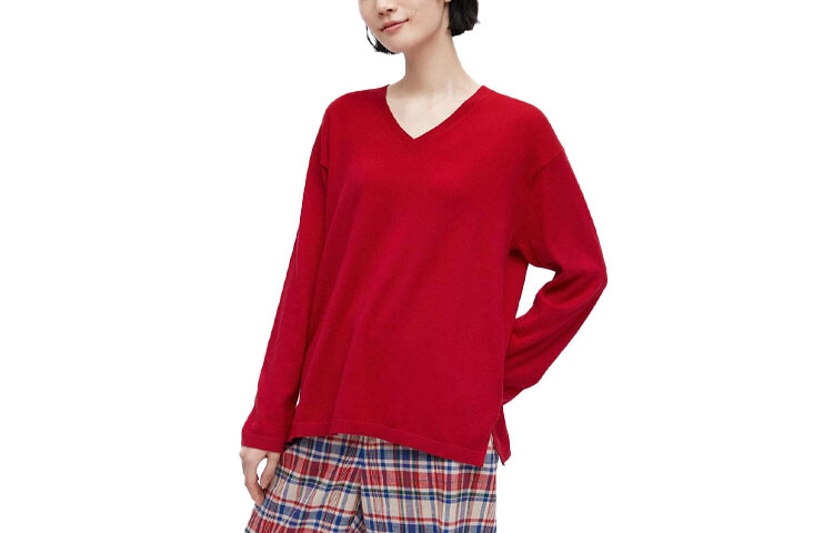 Женский кашемировый свитер X Ines De La Fressange, красный оникс Uniqlo 
Женский кашемировый свитер X Ines De La Fressange, красный оникс Uniqlo