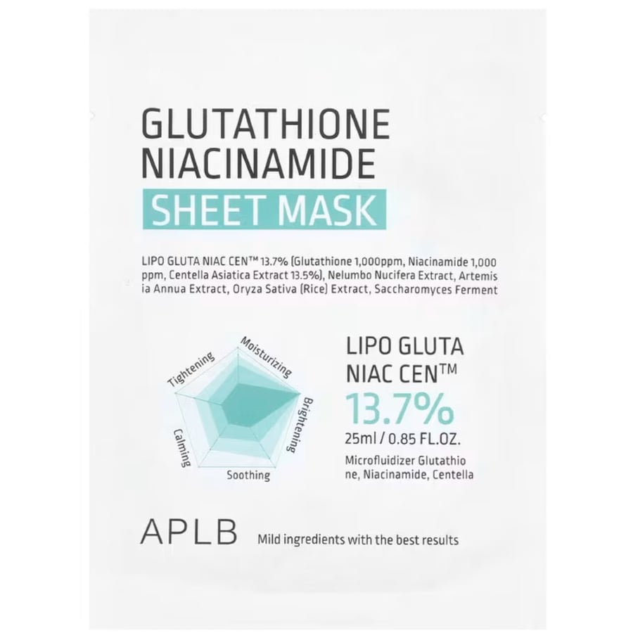 APLB Glutathione Niacinamide Sheet Mask Увлажняющая тканевая маска для лица с ниацинамидом 1 шт
APLB Glutathione Niacinamide Sheet Mask Увлажняющая тканевая маска для лица с ниацинамидом 1 шт