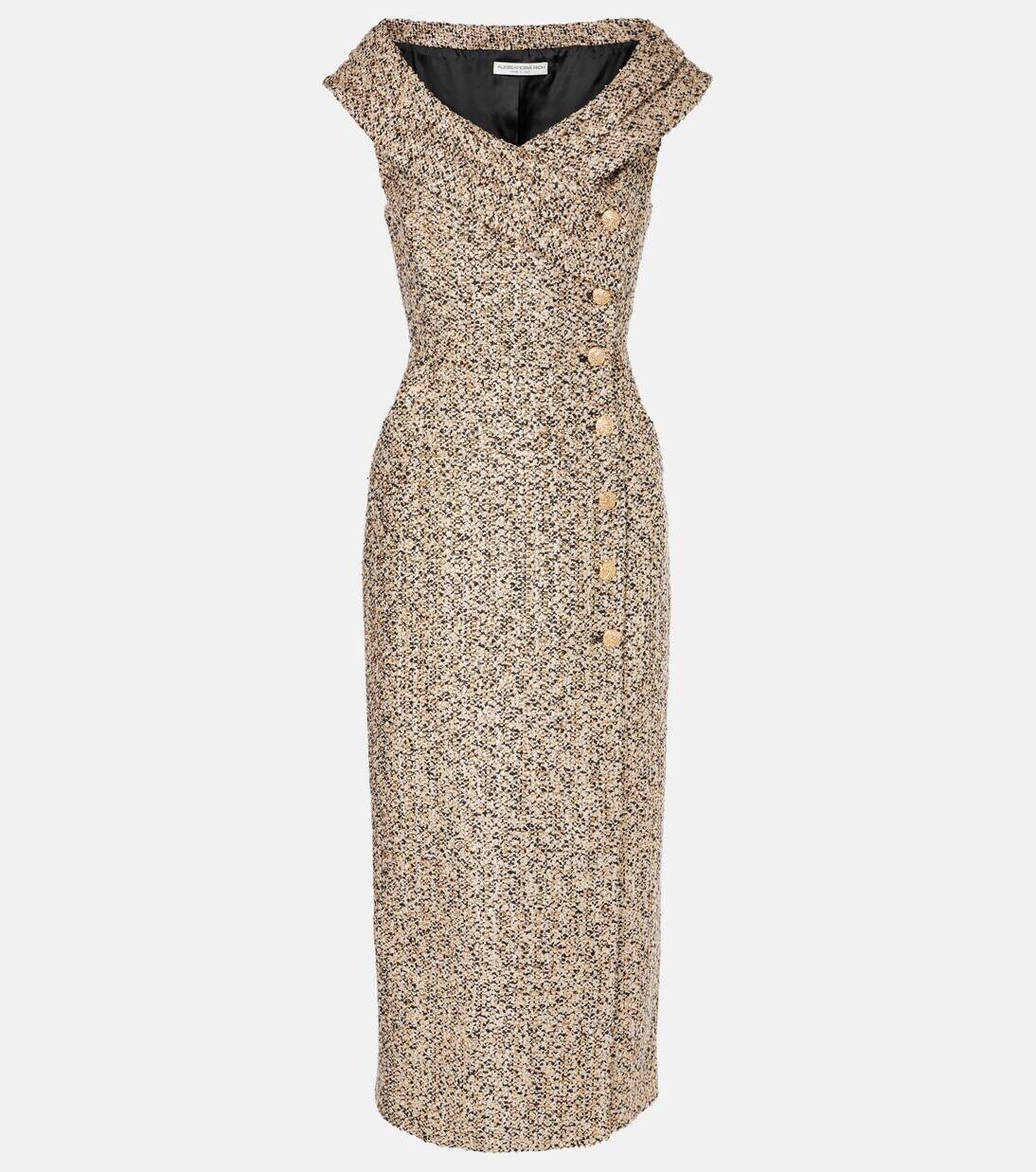 Платье миди из твида ламе с открытыми плечами Alessandra Rich, цвет black - gold
Платье миди из твида ламе с открытыми плечами Alessandra Rich, цвет black - gold