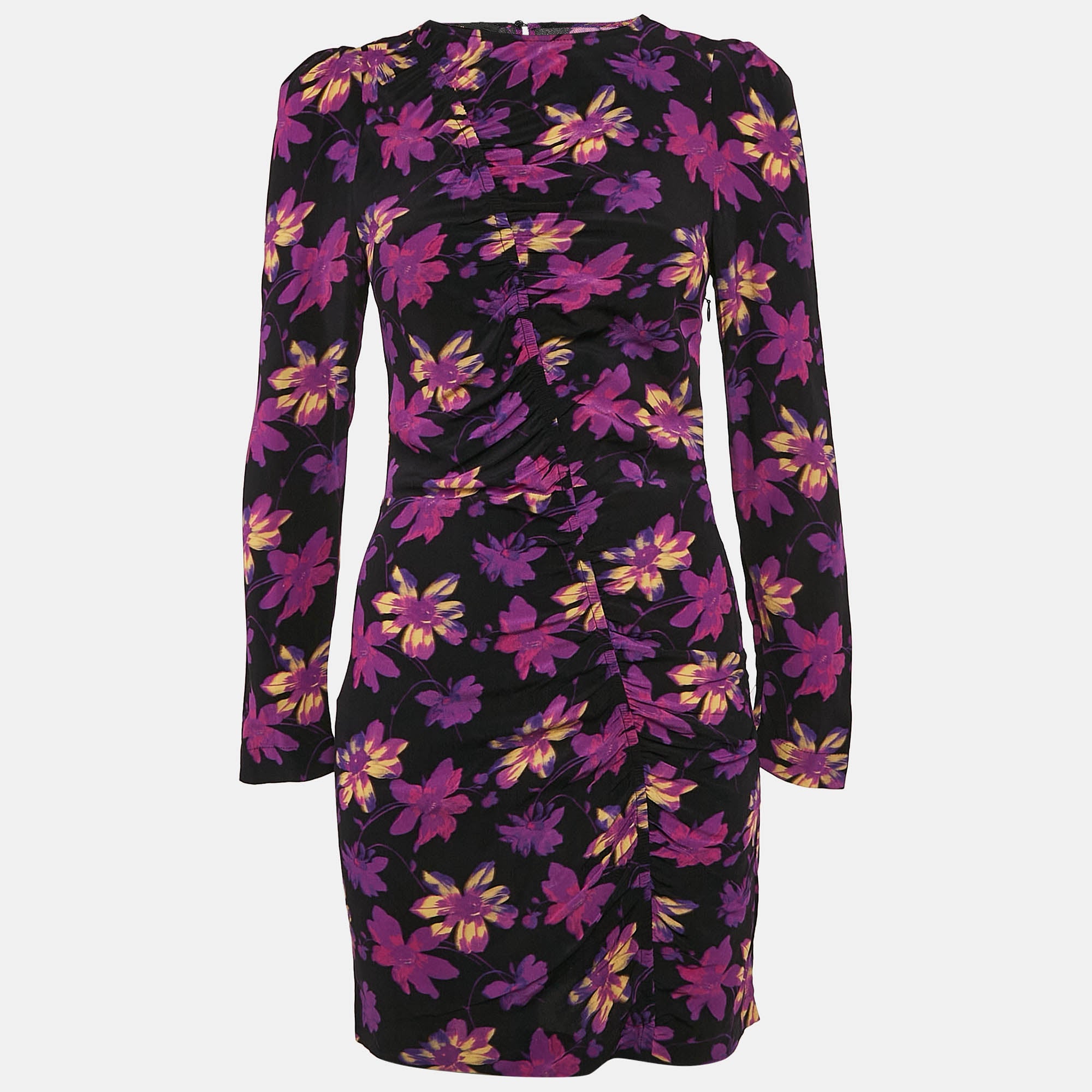 Черное мини-платье Maje с цветочным принтом и сборками, с длинными рукавами
Черное мини-платье Maje с цветочным принтом и сборками, с длинными рукавами