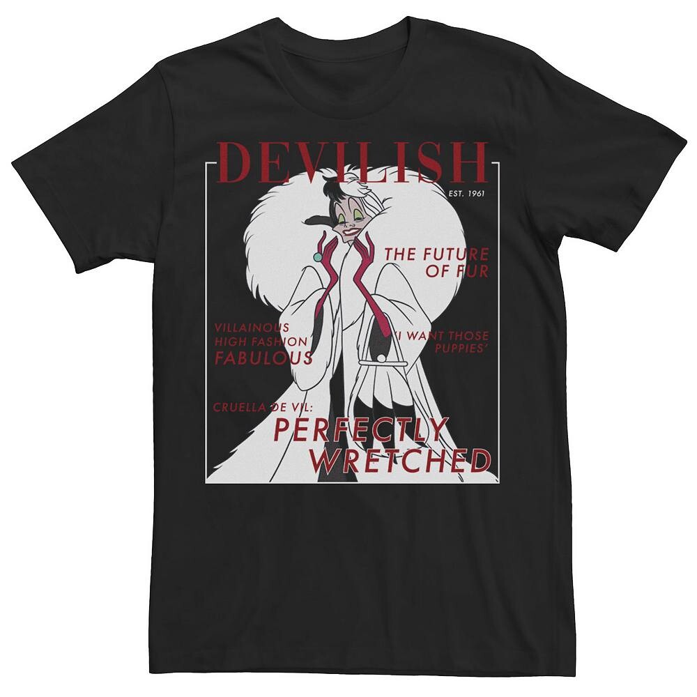 Мужская футболка Disney's Villains Halloween Cruella с обложки журнала Magazine Licensed Character, черный 
Мужская футболка Disney's Villains Halloween Cruella с обложки журнала Magazine Licensed Character, черный