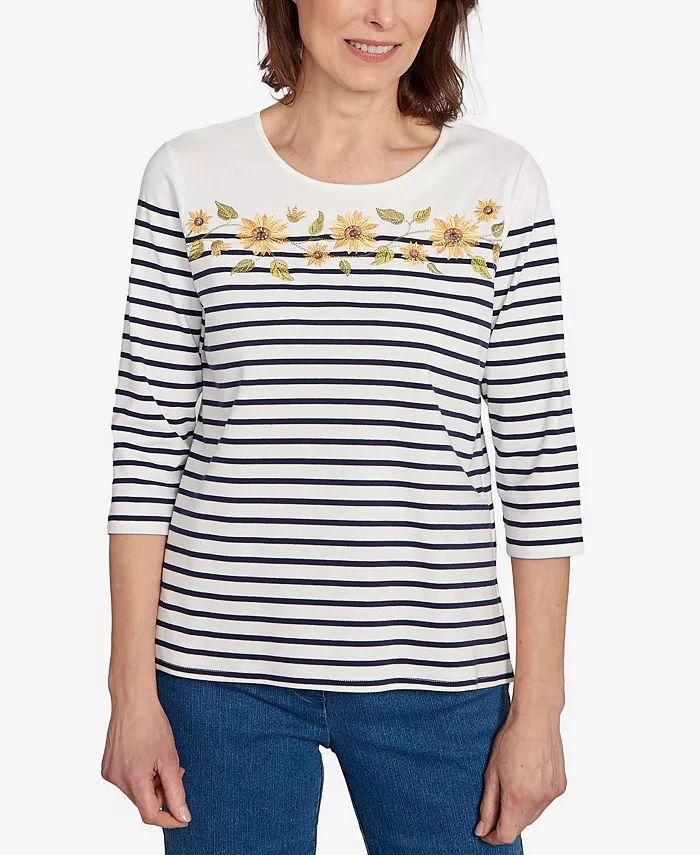 Миниатюрный топ с полосками подсолнуха Alfred Dunner, синий
Миниатюрный топ с полосками подсолнуха Alfred Dunner, синий