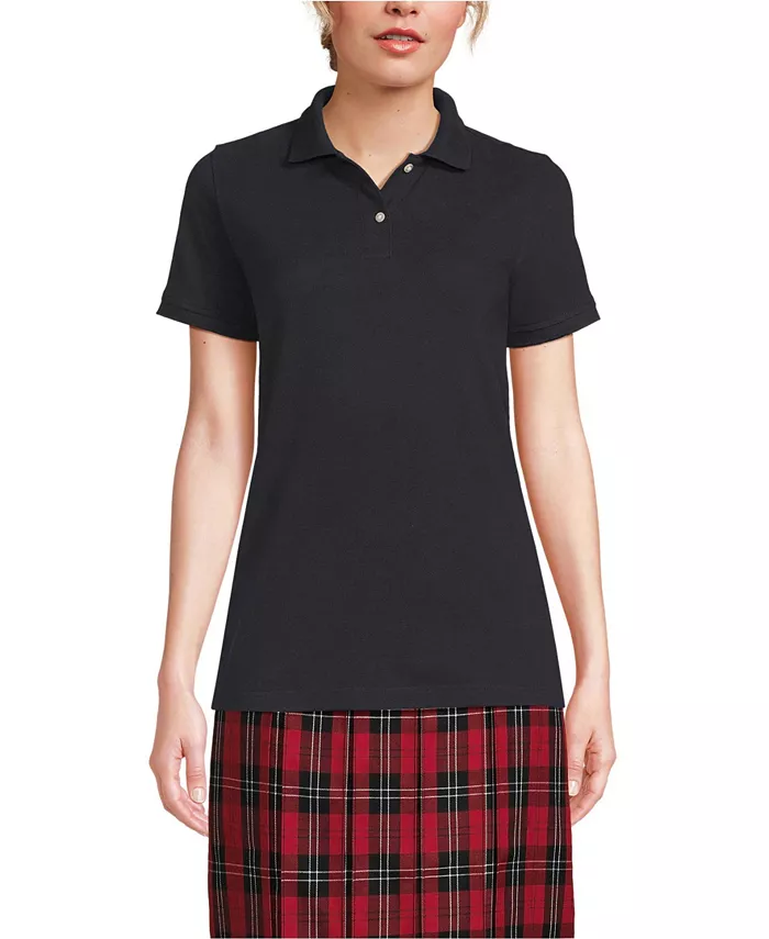 Женская школьная форма: поло с коротким рукавом из сетчатой ткани Lands' End, черный 
Женская школьная форма: поло с коротким рукавом из сетчатой ткани Lands' End, черный