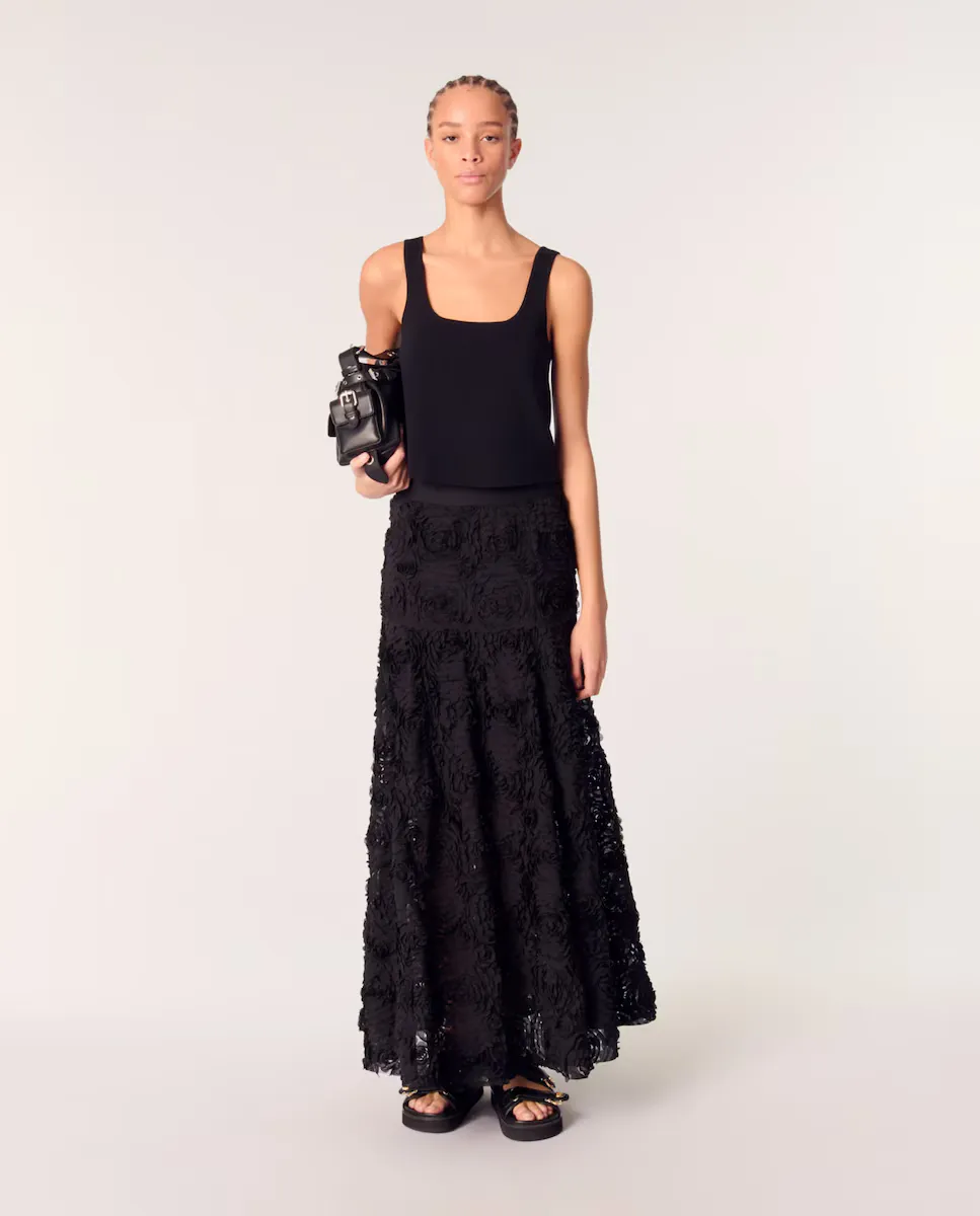 Длинная вышитая юбка Maje, черный
Длинная вышитая юбка Maje, черный