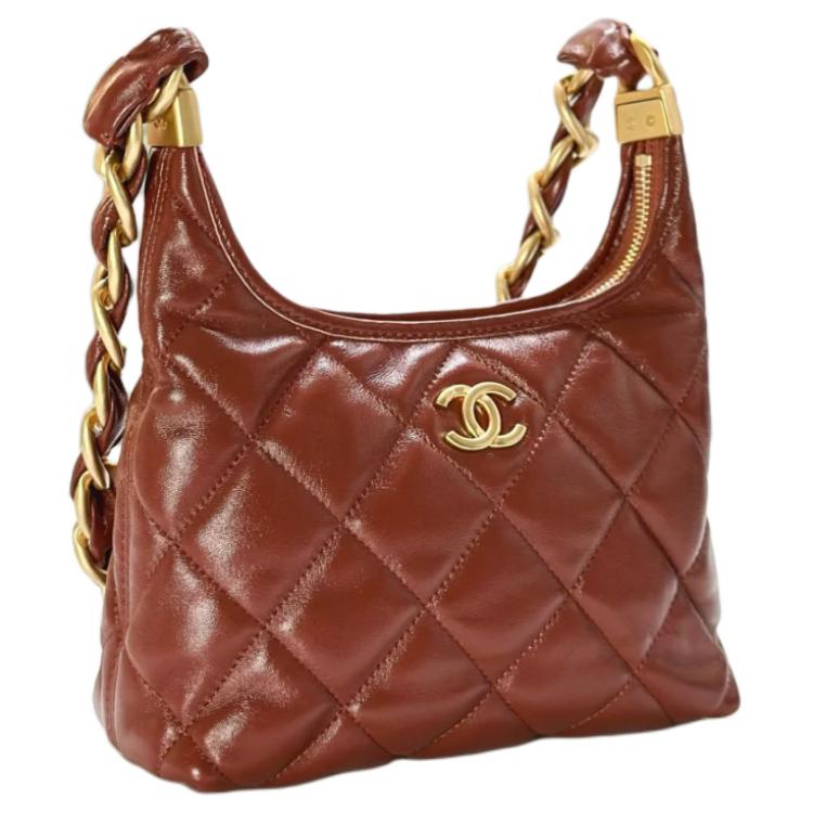 CHANEL Полированная сумка-хобо из ягненка, женская маленькая коричневая
CHANEL Полированная сумка-хобо из ягненка, женская маленькая коричневая