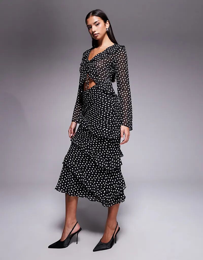 Юбка миди с оборками в горошек New Look черного цвета
Юбка миди с оборками в горошек New Look черного цвета