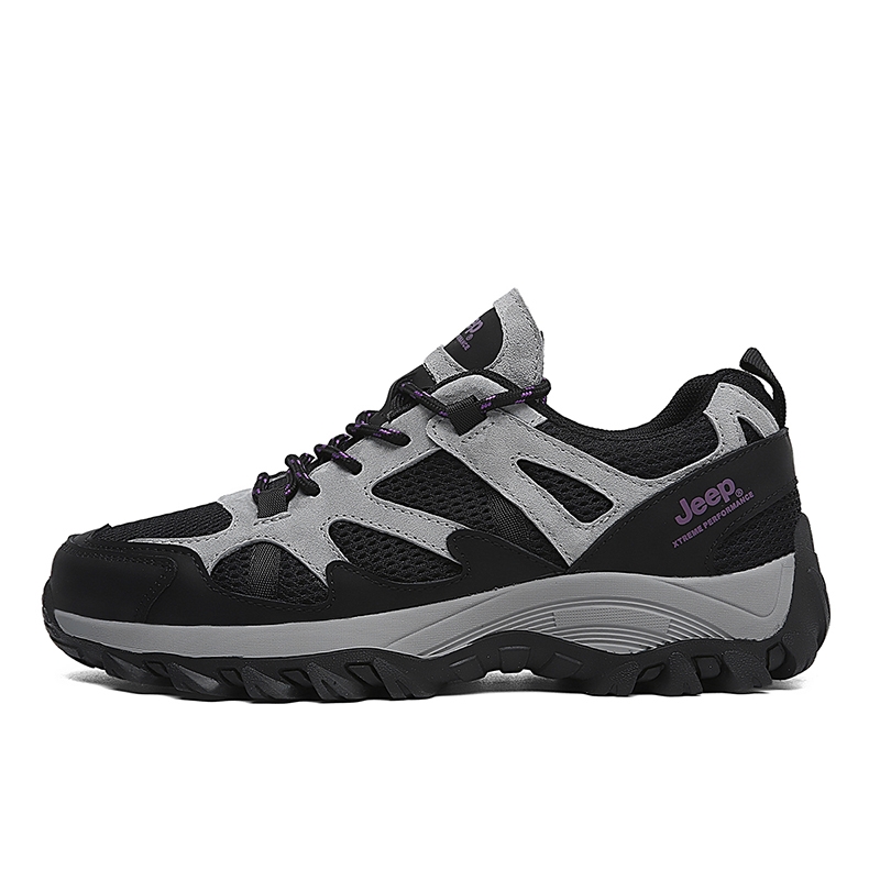 Прочные дышащие низкие треккинговые туфли женские Black Purple Jeep 
Прочные дышащие низкие треккинговые туфли женские Black Purple Jeep