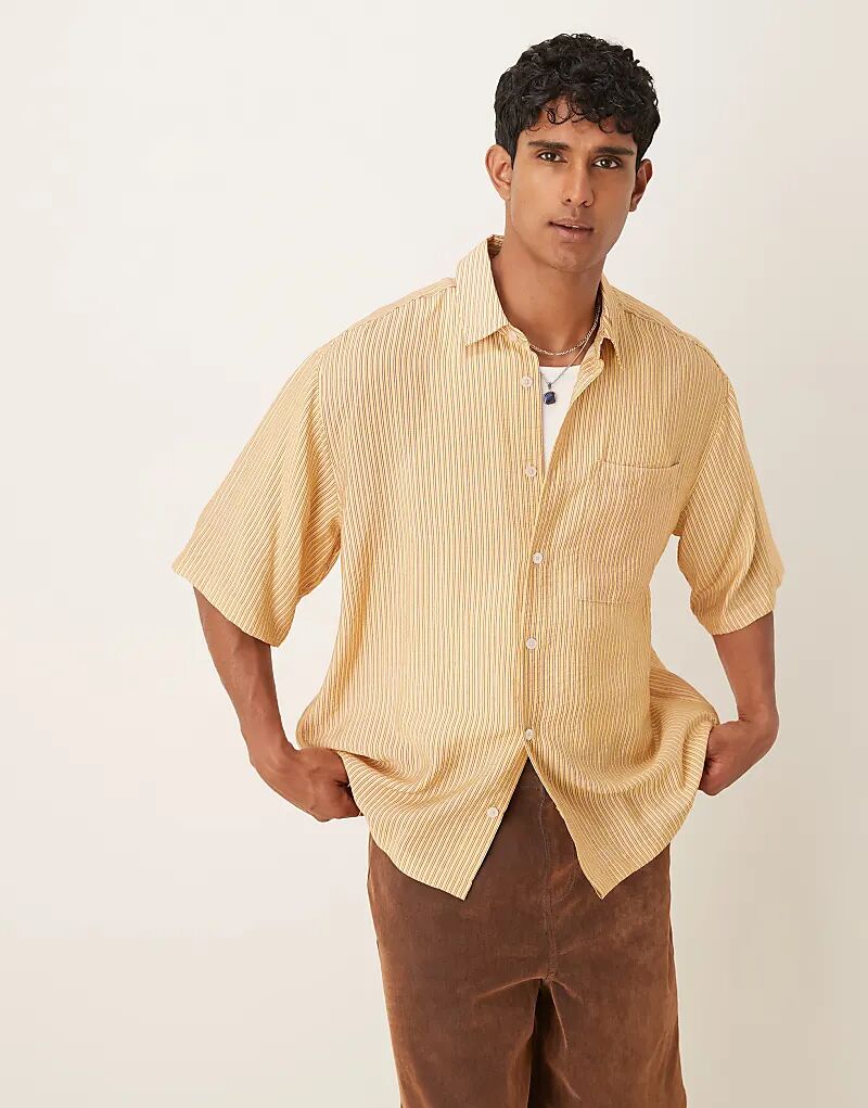 Рубашка свободного кроя ASOS DESIGN желтого цвета в полоску 
Рубашка свободного кроя ASOS DESIGN желтого цвета в полоску