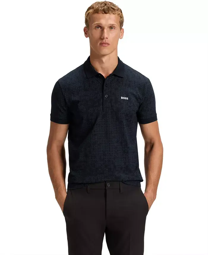 Мужская поло из стрейч-хлопка Hugo Boss, черный
Мужская поло из стрейч-хлопка Hugo Boss, черный