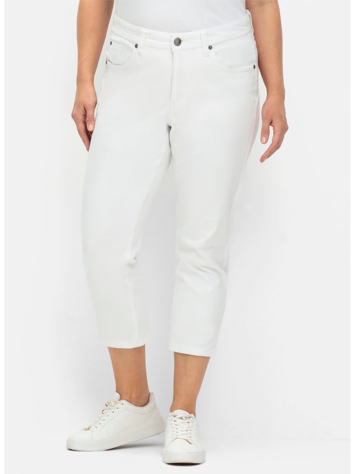 Тканевые шорты sheego, белый деним
Тканевые шорты sheego, белый деним