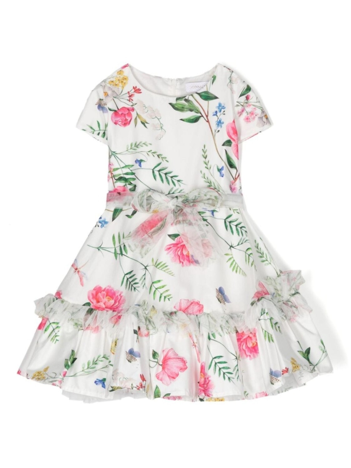 Monnalisa расклешенное платье мини с цветочным принтом, белый