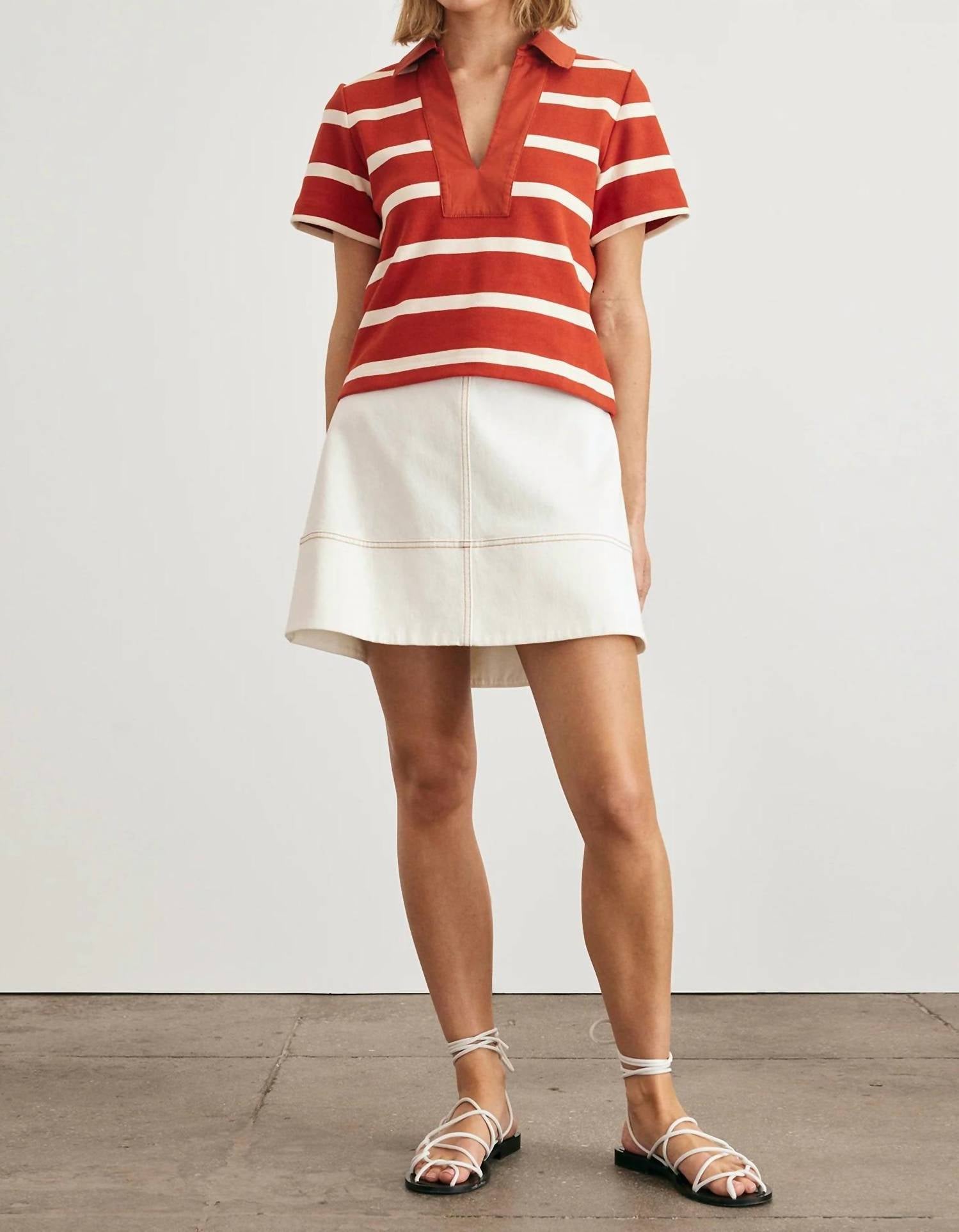 Топ Melanie в широкую полоску кирпично-кремового цвета Tanya Taylor, Brick/Cream Wide Stripe
Топ Melanie в широкую полоску кирпично-кремового цвета Tanya Taylor, Brick/Cream Wide Stripe