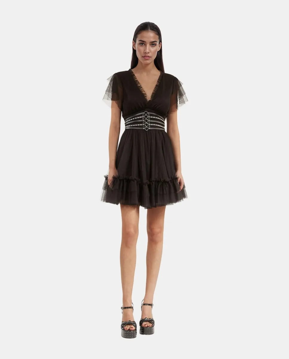 Короткое платье с оборками из тюля The Kooples, черный
Короткое платье с оборками из тюля The Kooples, черный