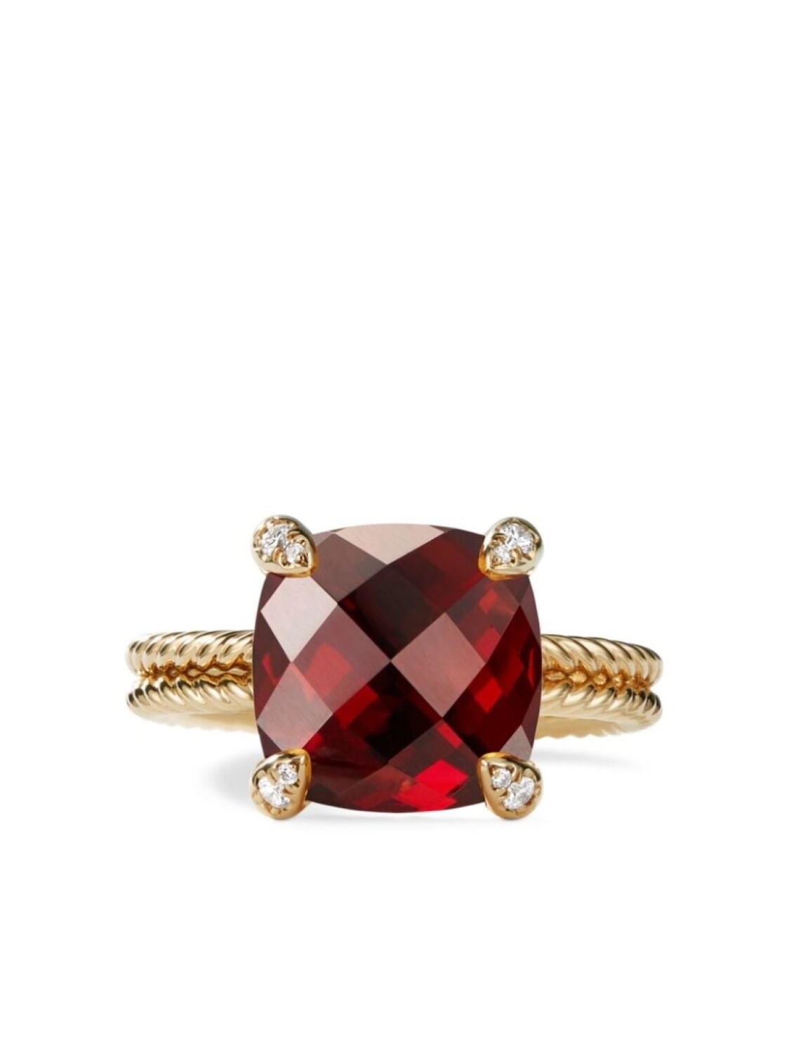 Кольцо Chatelaine из желтого золота с гранатом и бриллиантами David Yurman, золотой
