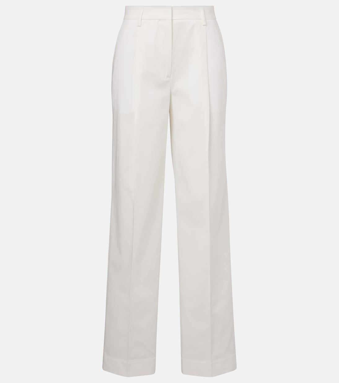 Прямые хлопковые брюки с высокой талией Toteme, белый 
Прямые хлопковые брюки с высокой талией Toteme, белый