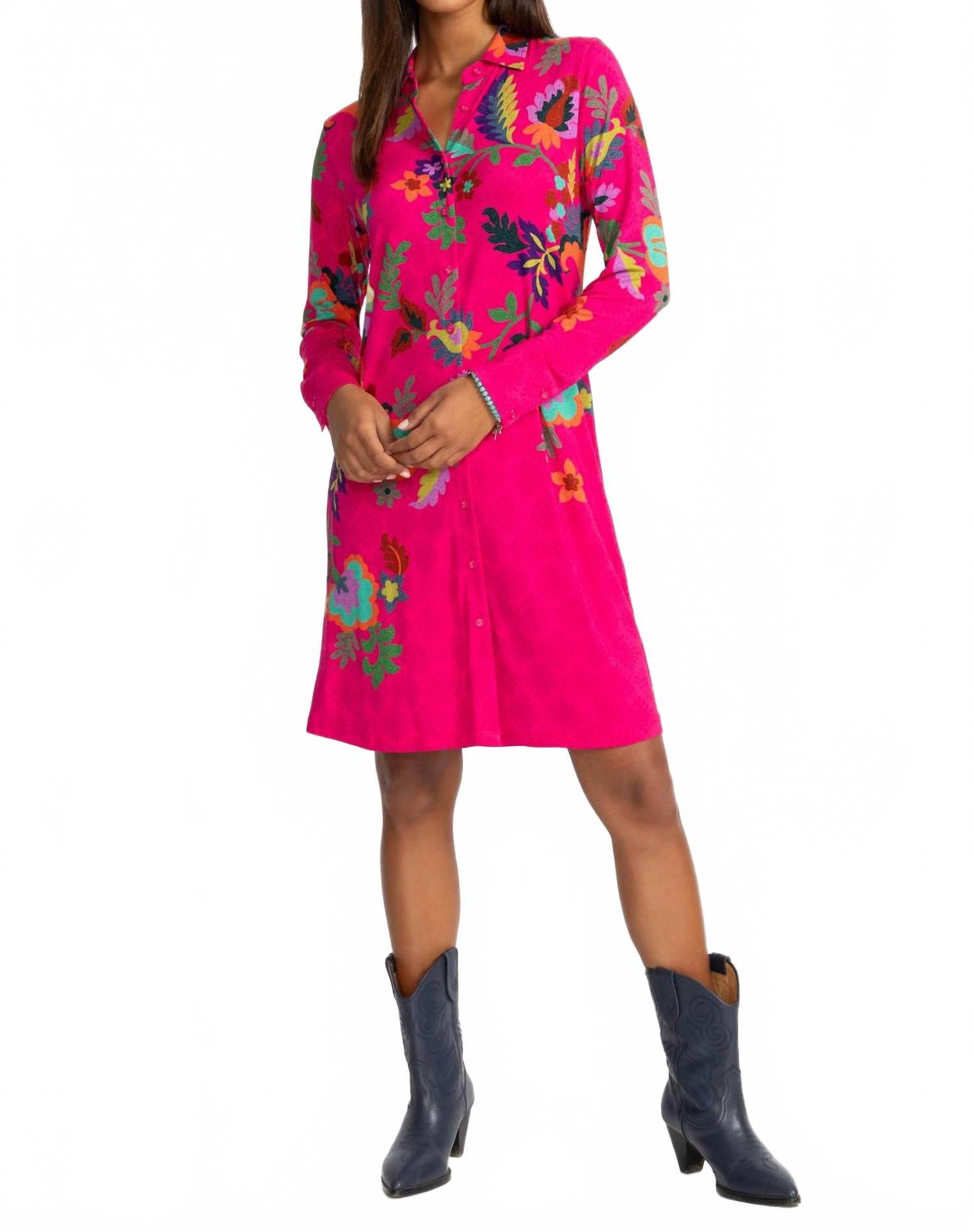 Джени Любимое платье-рубашка в цвете Верни Пинк Johnny Was, розовый 
Джени Любимое платье-рубашка в цвете Верни Пинк Johnny Was, розовый