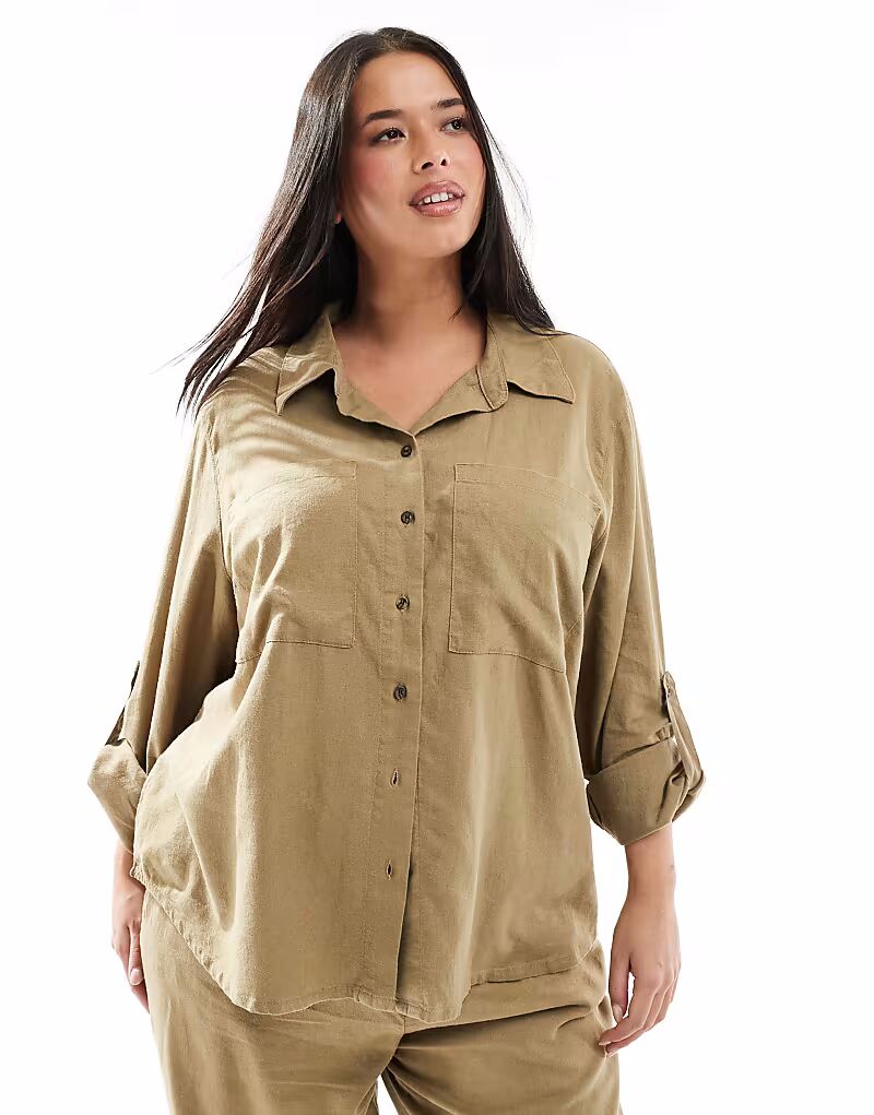 ЕДИНСТВЕННЫЙ комплект из рубашки Curve из смеси льна в цвете светло-хаки
ЕДИНСТВЕННЫЙ комплект из рубашки Curve из смеси льна в цвете светло-хаки