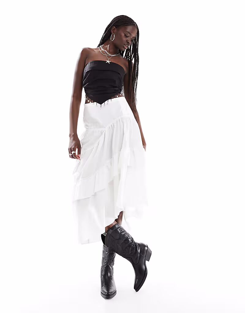 Юбка Stradivarius STR многослойная макси белого цвета
Юбка Stradivarius STR многослойная макси белого цвета