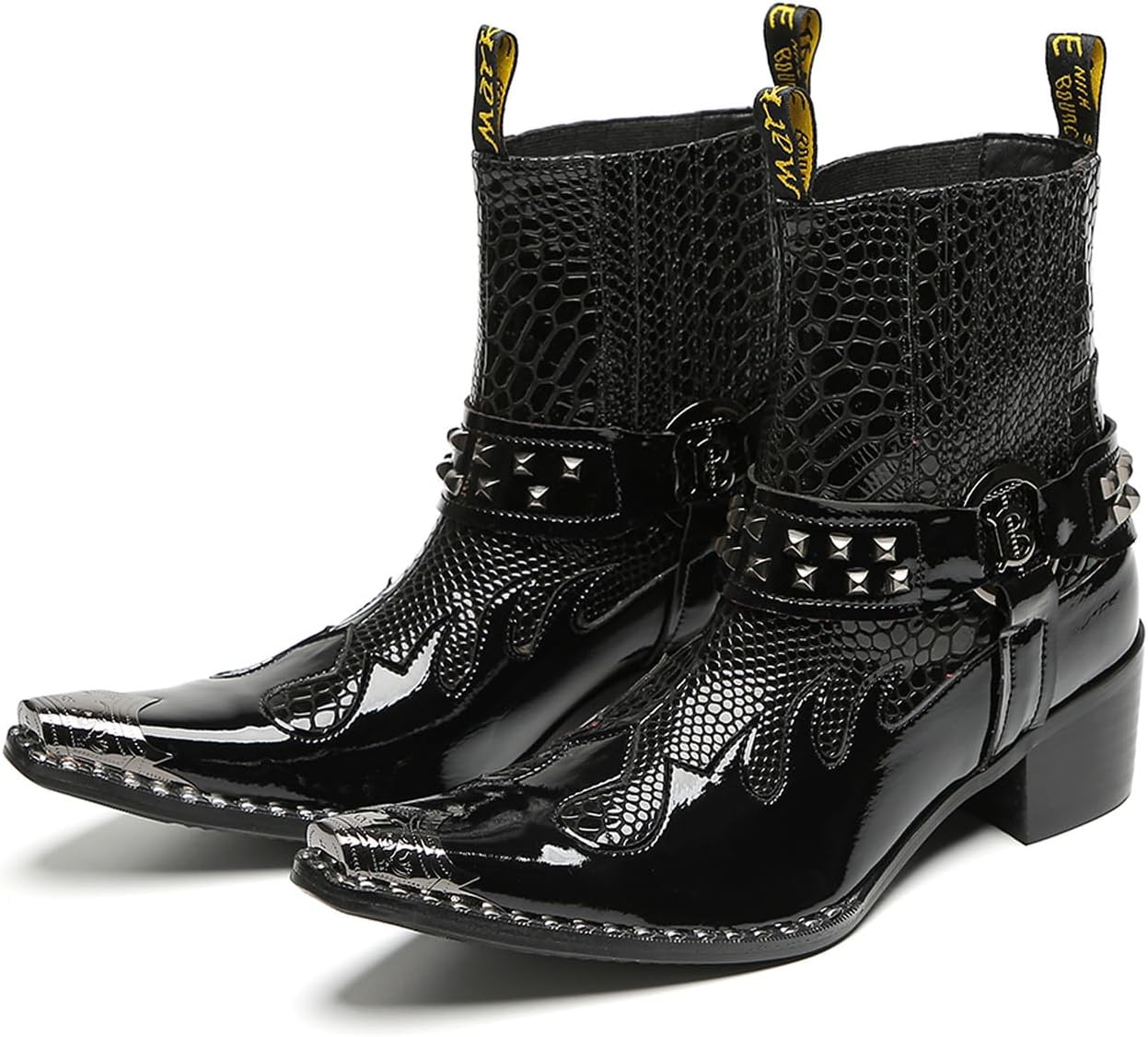 Мужские повседневные сапоги Santimon с заклепками, ремешком и ковбойским стилем - кожа с узором под змею, металлический заостренный носок, ботинки-казаки на молнии для сцены, родео, вечеринок и диско, черный
Мужские повседневные сапоги Santimon с заклепками, ремешком и ковбойским стилем - кожа с узором под змею, металлический заостренный носок, ботинки-казаки на молнии для сцены, родео, вечеринок и диско, черный