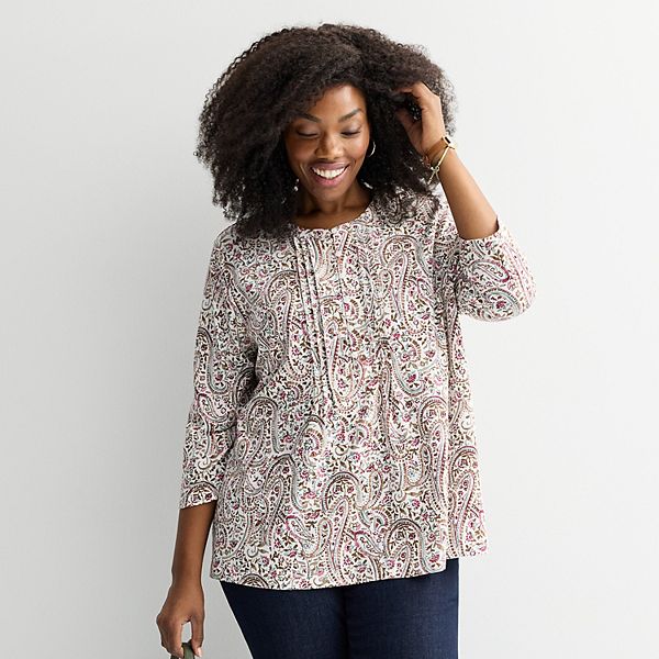 Блузка с защипами Plus size Croft & Barrow, Ivory Fresh Paisley
Блузка с защипами Plus size Croft & Barrow, Ivory Fresh Paisley