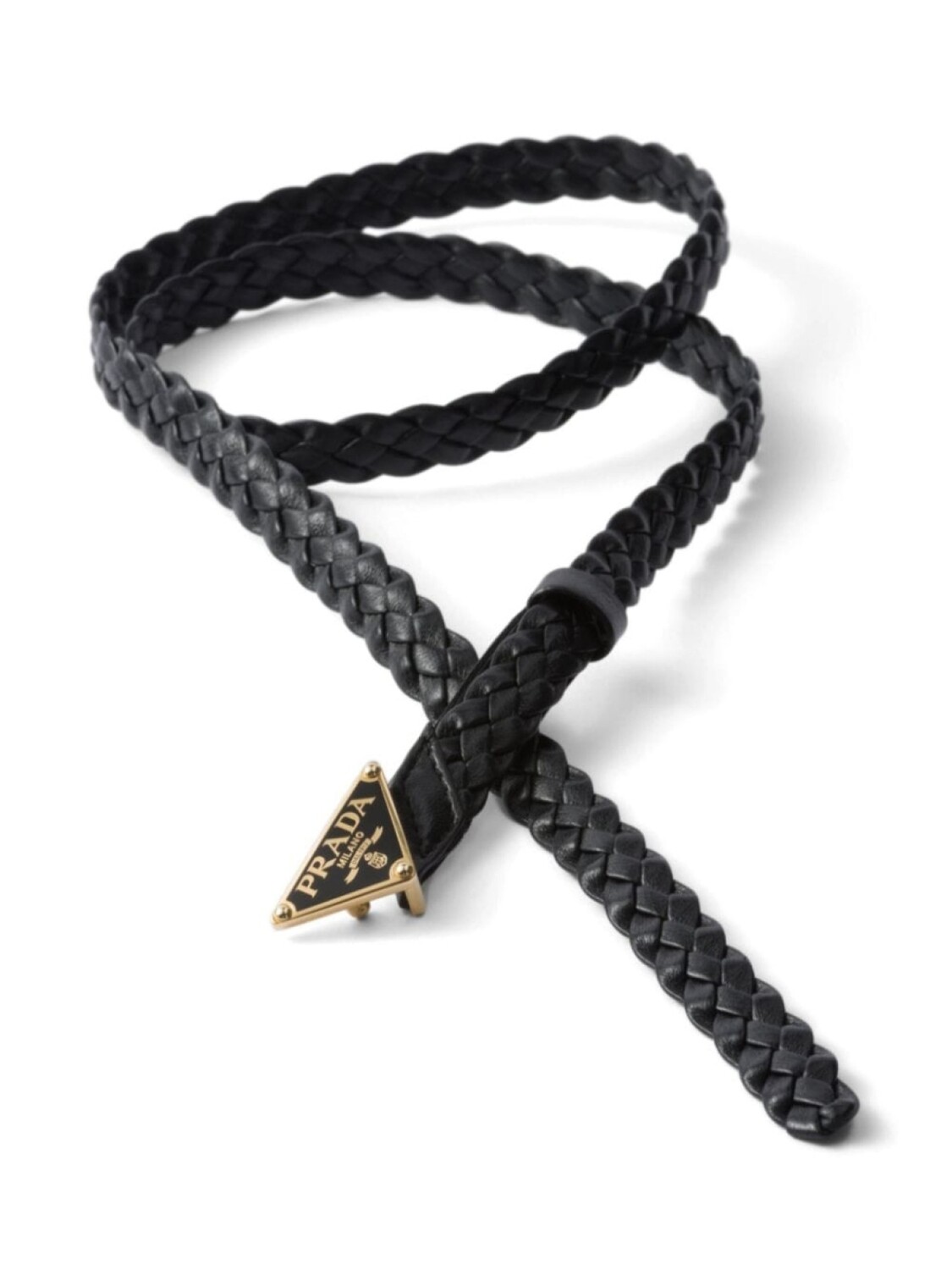 Prada плетеный ремень с логотипом, черный
Prada плетеный ремень с логотипом, черный