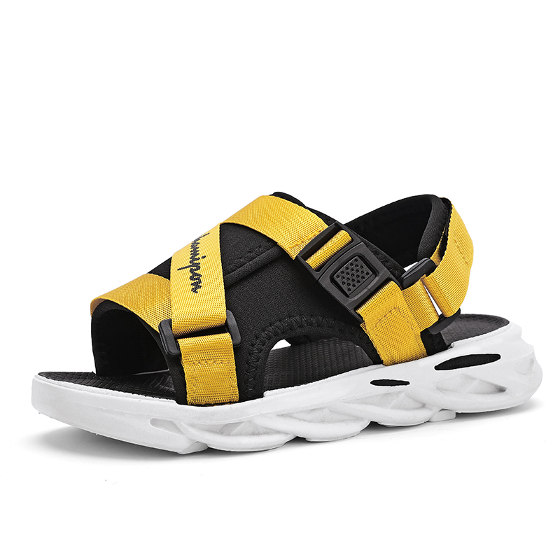 Сандалии детские с противоскользящей амортизацией, износостойкие, дышащие, с отскоком KUPE, черный/желтый 
Сандалии детские с противоскользящей амортизацией, износостойкие, дышащие, с отскоком KUPE, черный/желтый