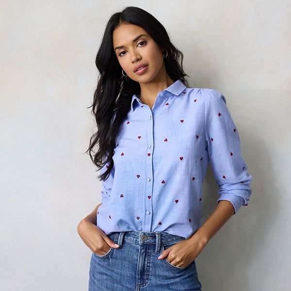 Женская рубашка на пуговицах Lc Lauren Conrad, Peri Tossed Hearts
Женская рубашка на пуговицах Lc Lauren Conrad, Peri Tossed Hearts