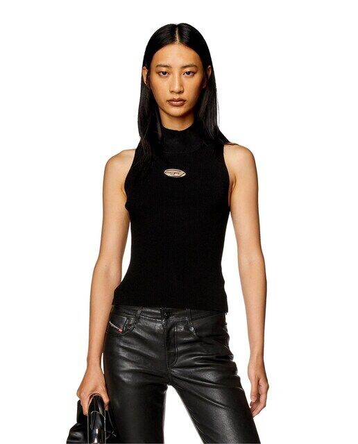 Женский топ без рукавов с металлизированным логотипом Diesel, черный
Женский топ без рукавов с металлизированным логотипом Diesel, черный