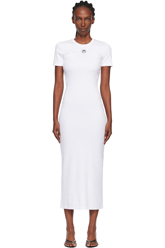Длинное трикотажное платье-футляр с логотипом Moon в рубчик Marine Serre, белый
Длинное трикотажное платье-футляр с логотипом Moon в рубчик Marine Serre, белый