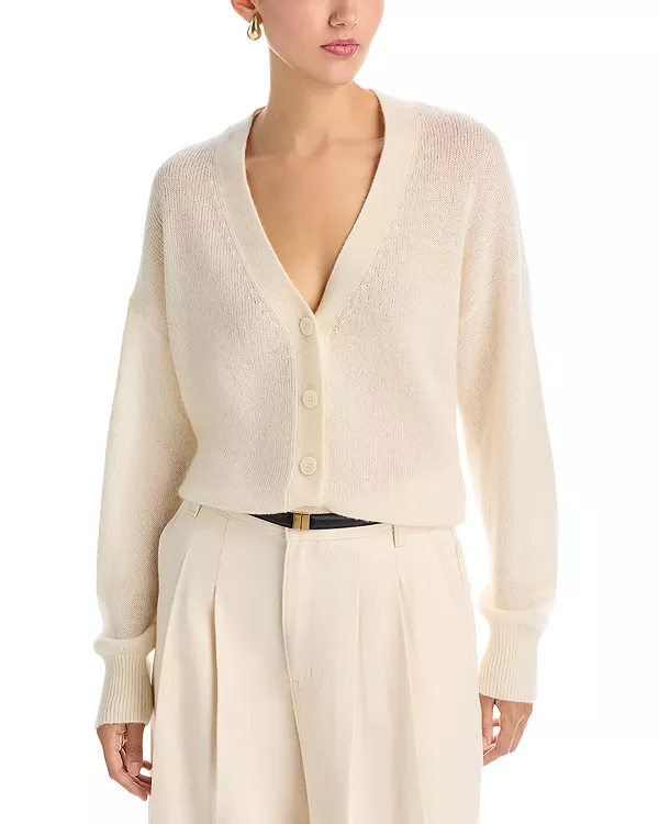 Кардиган с V-образным вырезом Majestic Filatures, белый
Кардиган с V-образным вырезом Majestic Filatures, белый