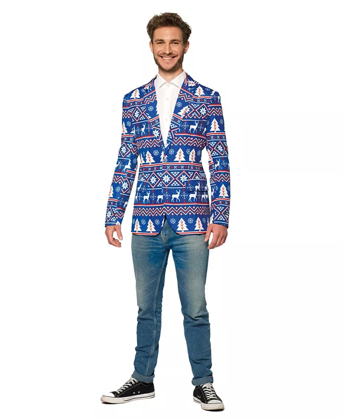 Мужской синий рождественский блейзер - праздничный скандинавский принт в стиле Ugly X-Mas - синий - белый Suitmeister
Мужской синий рождественский блейзер - праздничный скандинавский принт в стиле Ugly X-Mas - синий - белый Suitmeister