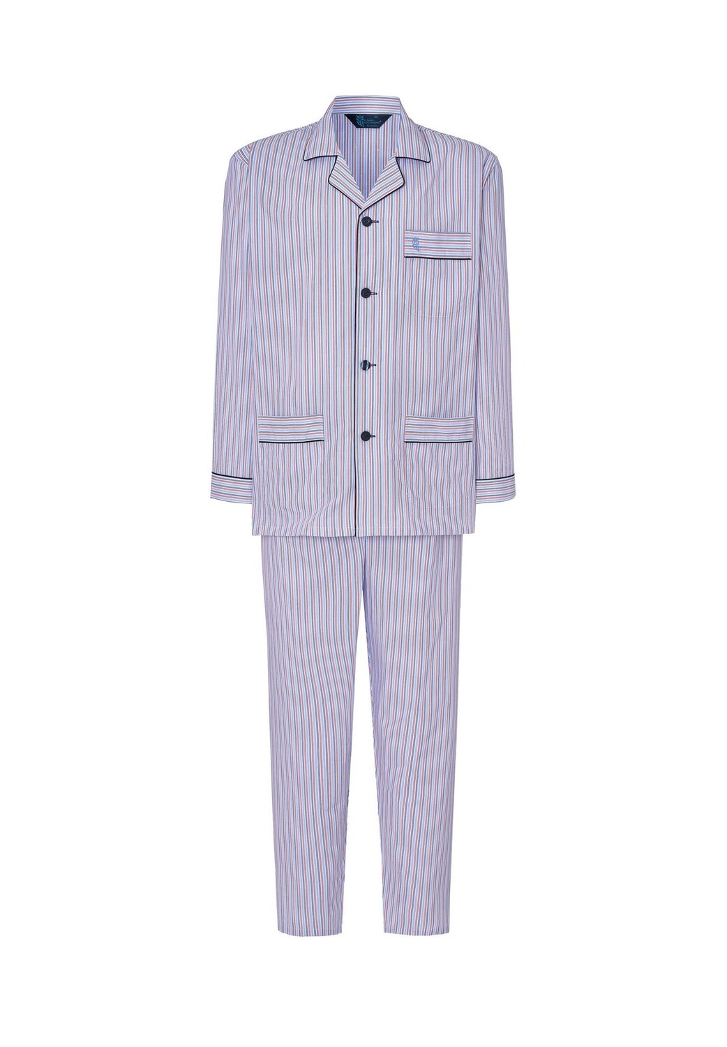 Мужская пижама из поплина с длинным воротником с лацканами в полоску белая El Búho NOCTURNO
Мужская пижама из поплина с длинным воротником с лацканами в полоску белая El Búho NOCTURNO