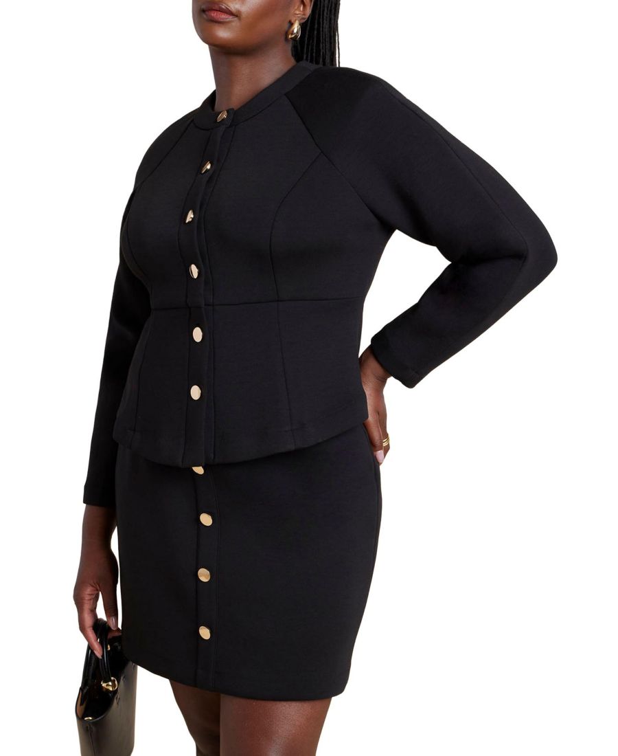 Женская куртка-бомбер с зауженными плечами и высокой талией ELOQUII, Black onyx
Женская куртка-бомбер с зауженными плечами и высокой талией ELOQUII, Black onyx