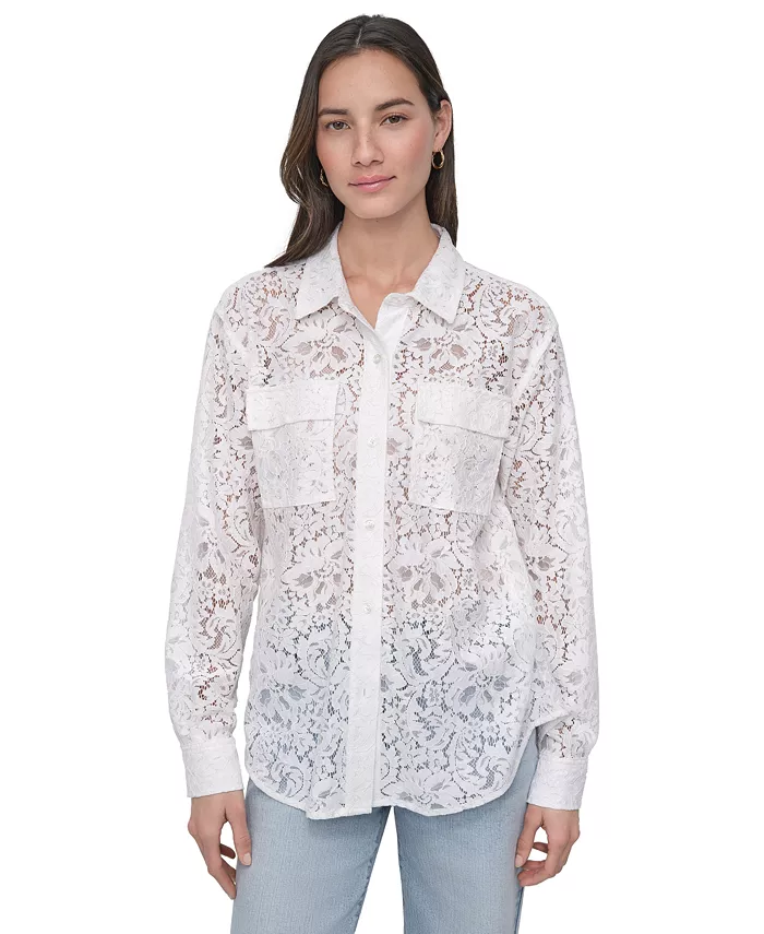 Женская блузка с длинным рукавом на пуговицах и кружевной отделкой DKNY Jeans, белый
Женская блузка с длинным рукавом на пуговицах и кружевной отделкой DKNY Jeans, белый