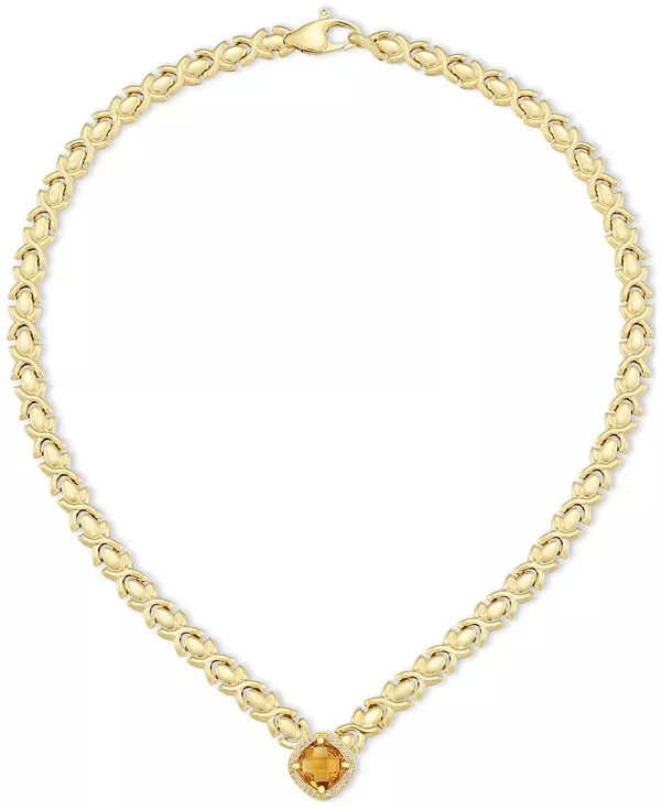 Ожерелье-Воротник длиной 18 дюймов с цитрином (3-3/8 карата) и белым топазом (1/3 карата) из стерлингового серебра с позолотой 14 карат Macy'S, citrine
Ожерелье-Воротник длиной 18 дюймов с цитрином (3-3/8 карата) и белым топазом (1/3 карата) из стерлингового серебра с позолотой 14 карат Macy'S, citrine
