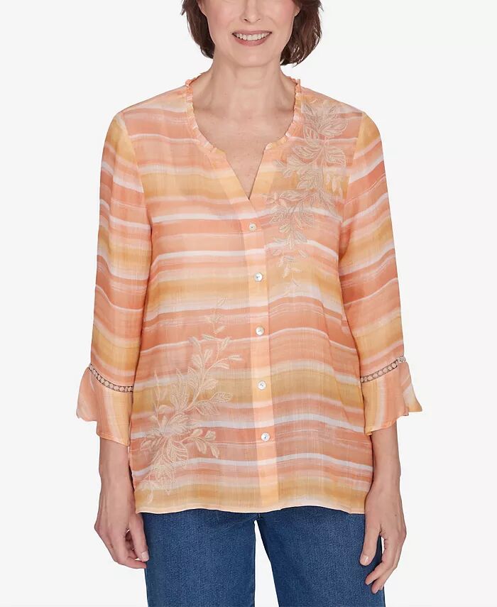 Женский топ Scottsdale Warm Stripe с цветочной вышивкой Alfred Dunner, оранжевый
Женский топ Scottsdale Warm Stripe с цветочной вышивкой Alfred Dunner, оранжевый