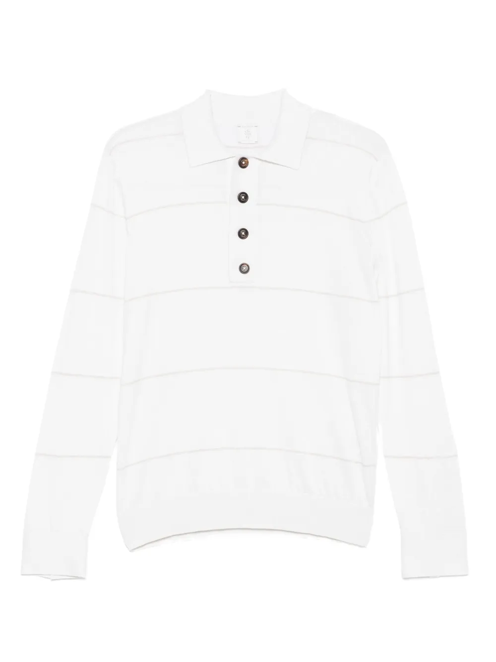 Полосатая рубашка поло с длинными рукавами Eleventy, белый 
Полосатая рубашка поло с длинными рукавами Eleventy, белый